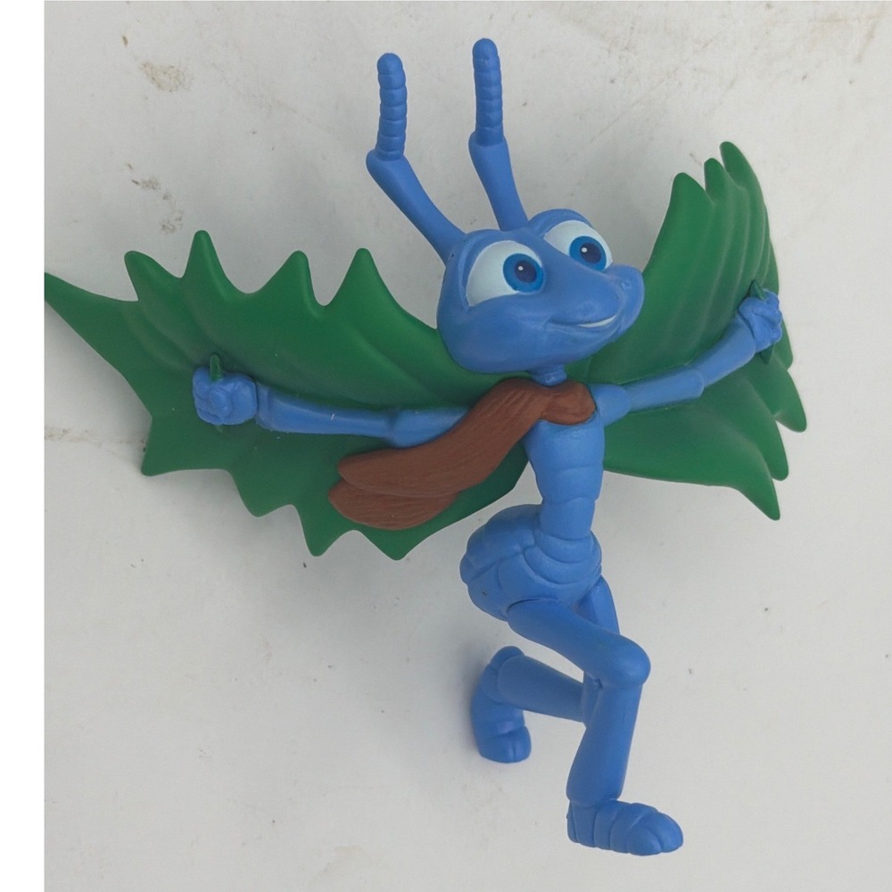 Disney Pixar A Bug's Life Flik Action Figure Blue Ant Green Leaf Wings Toy 1998